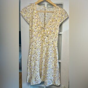 Abercrombie & Fitch Yellow Flowy Floral Dress - Size XS